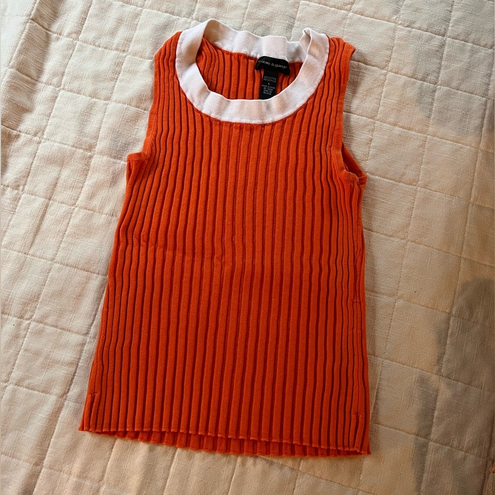 Cable & Gauge Y2K orange sweater tank